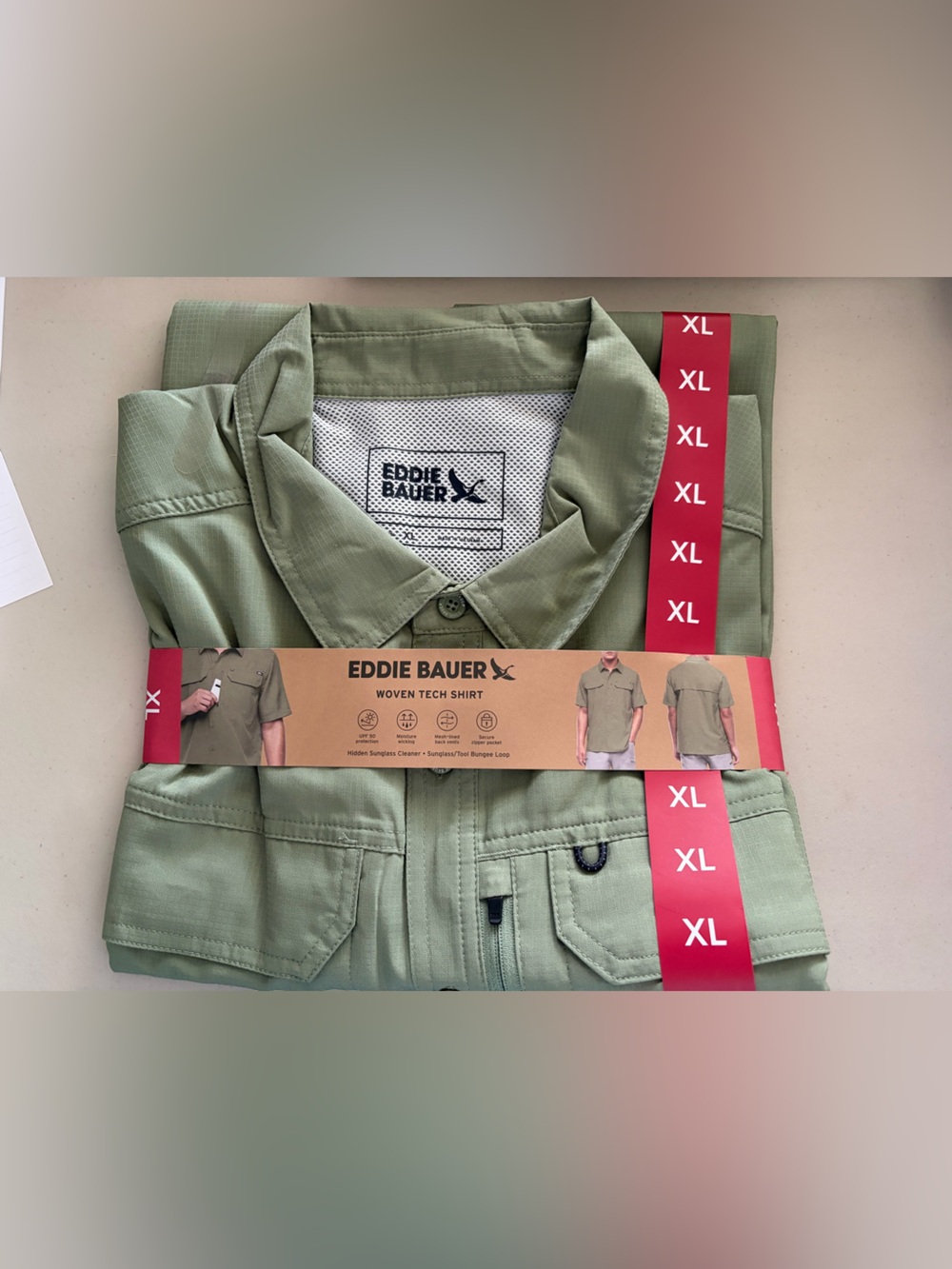 Eddie Bauer Men's Light Olive tech shirt